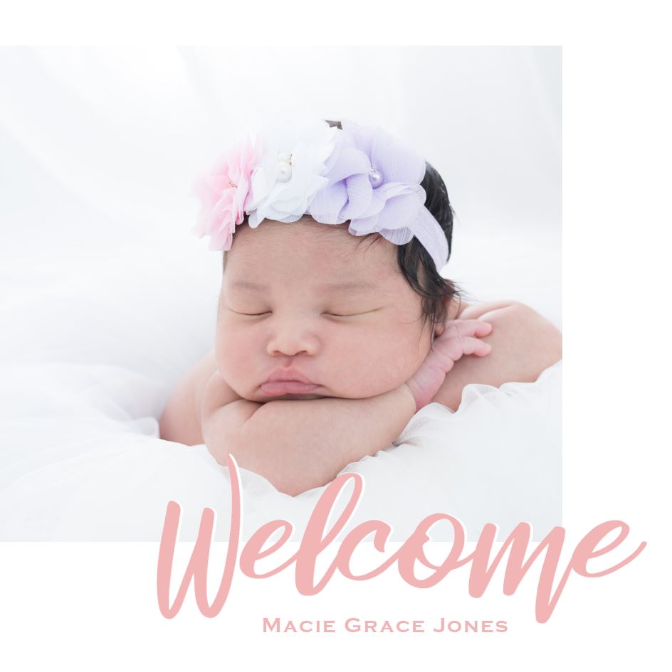 Photo Card - Script Welcome Baby square1