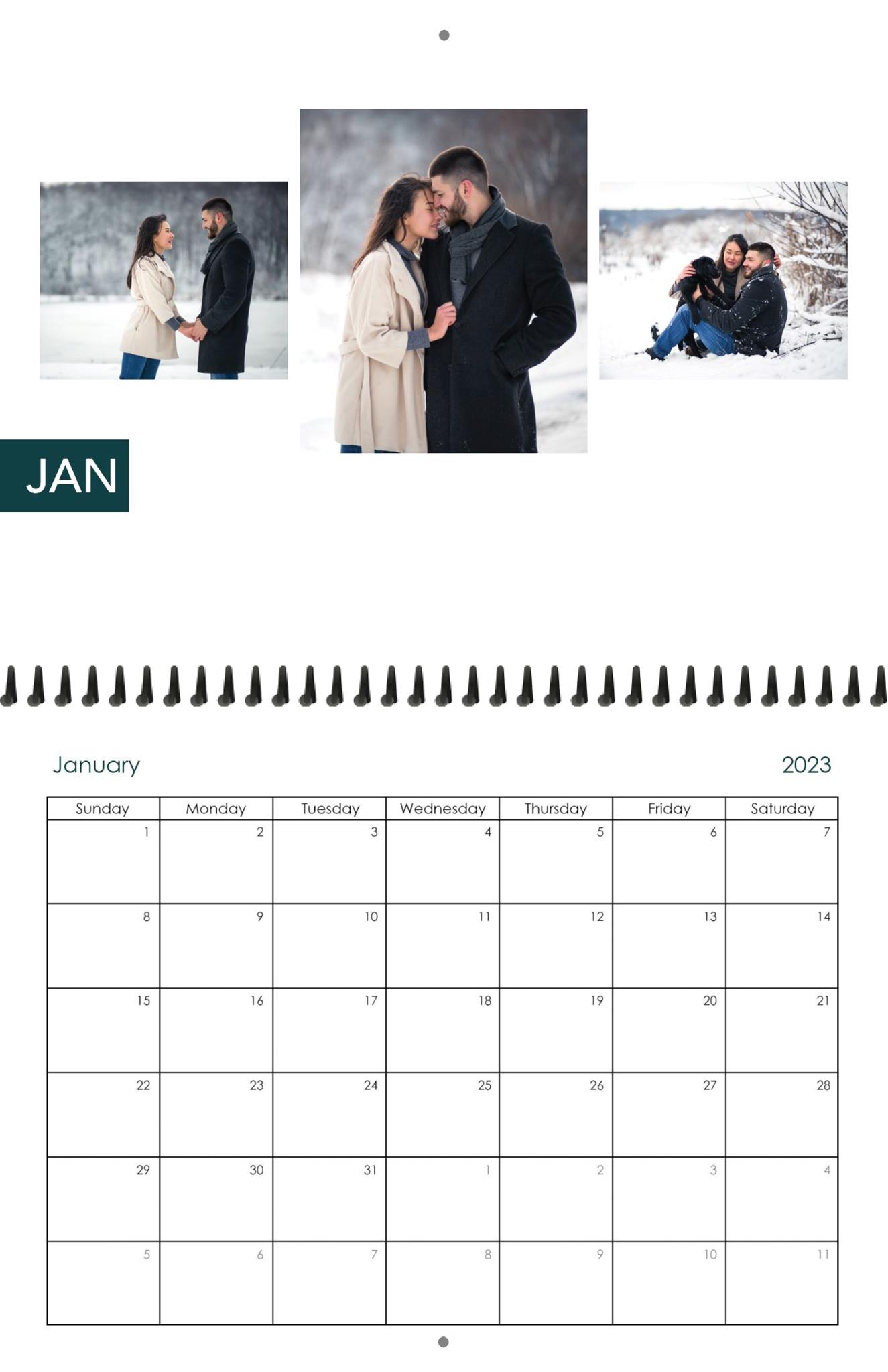 Wall Calendar Block Month 11x8.5 01