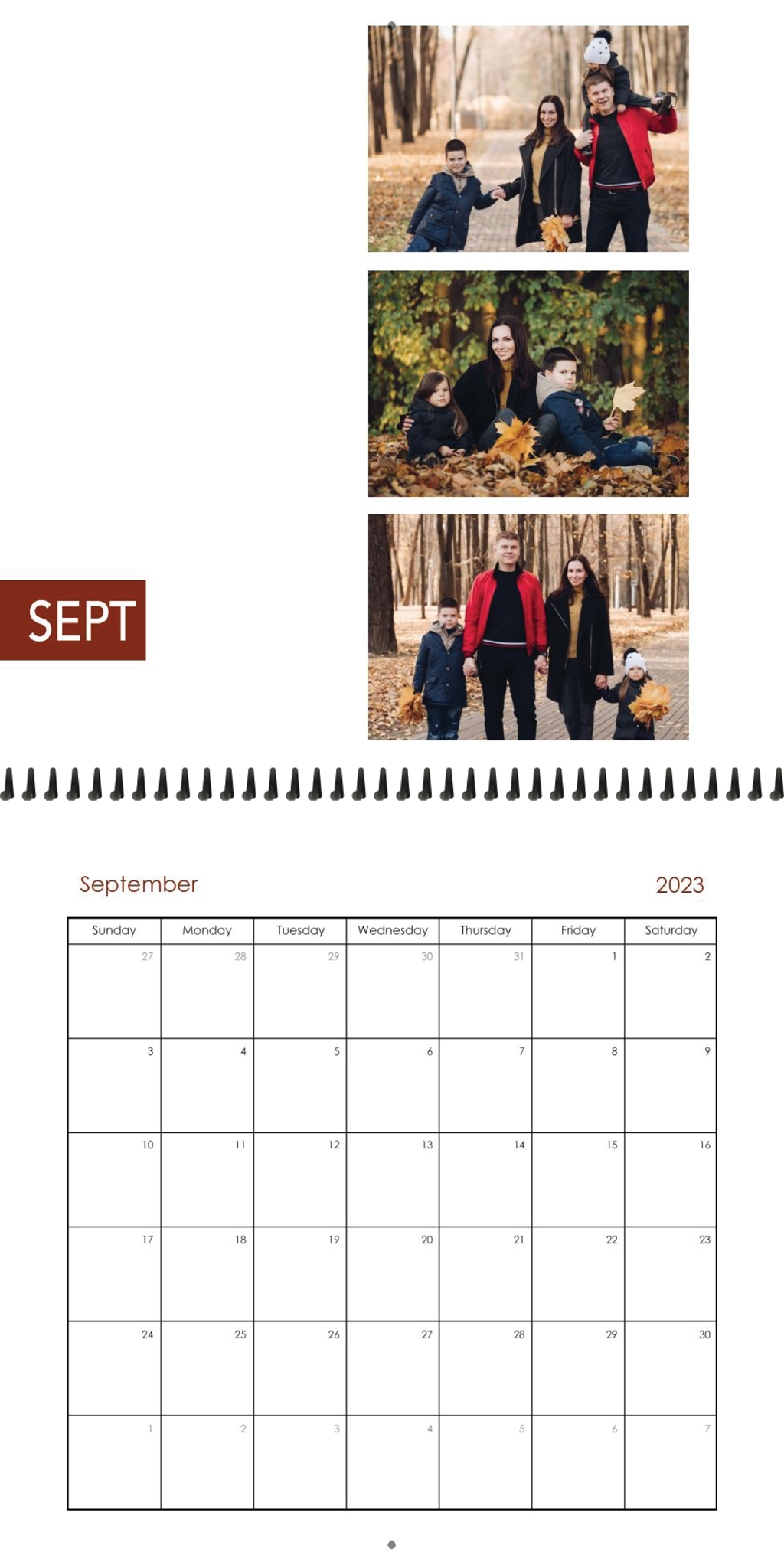 Wall Calendar Block Month 12x12 09