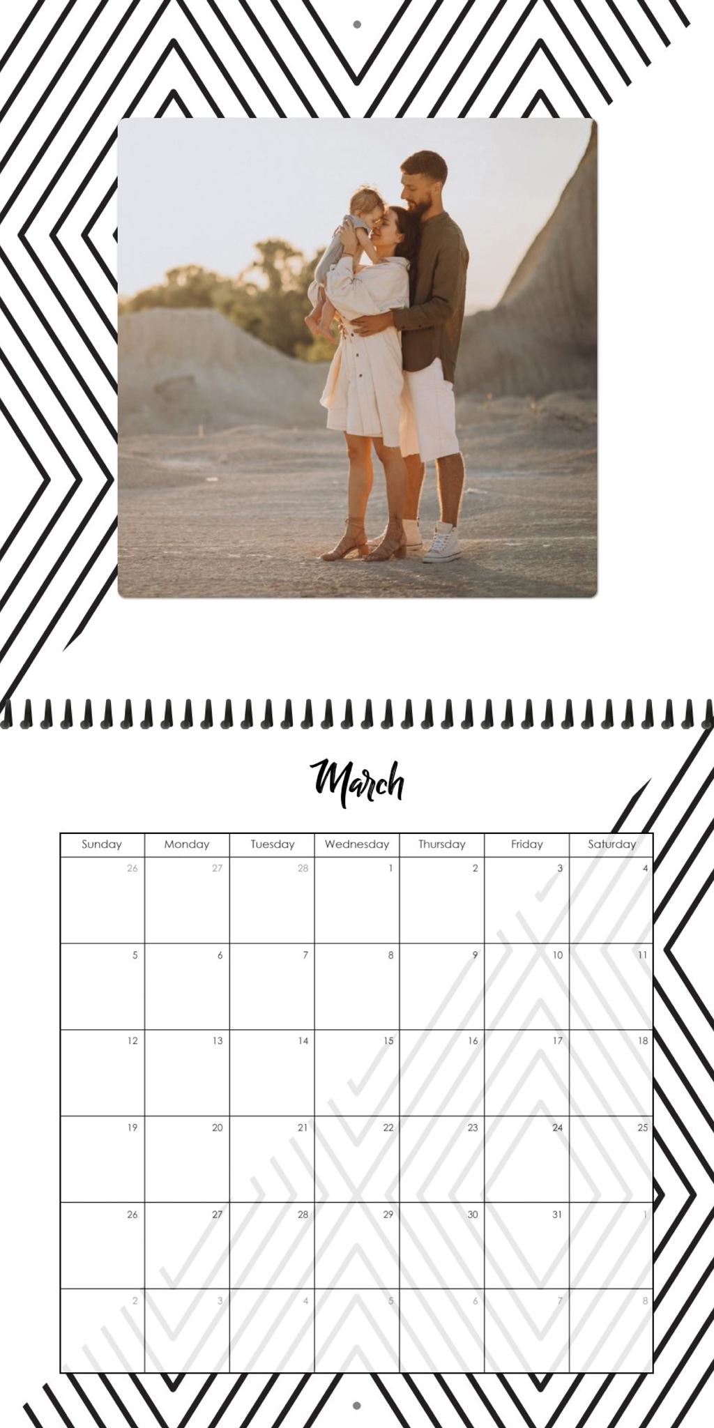 Wall Calendar Patterned Triangle 12x12 03