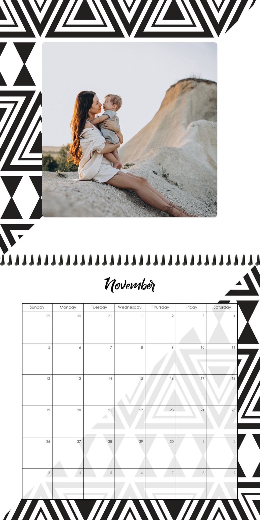 Wall Calendar Patterned Triangle 12x12 11