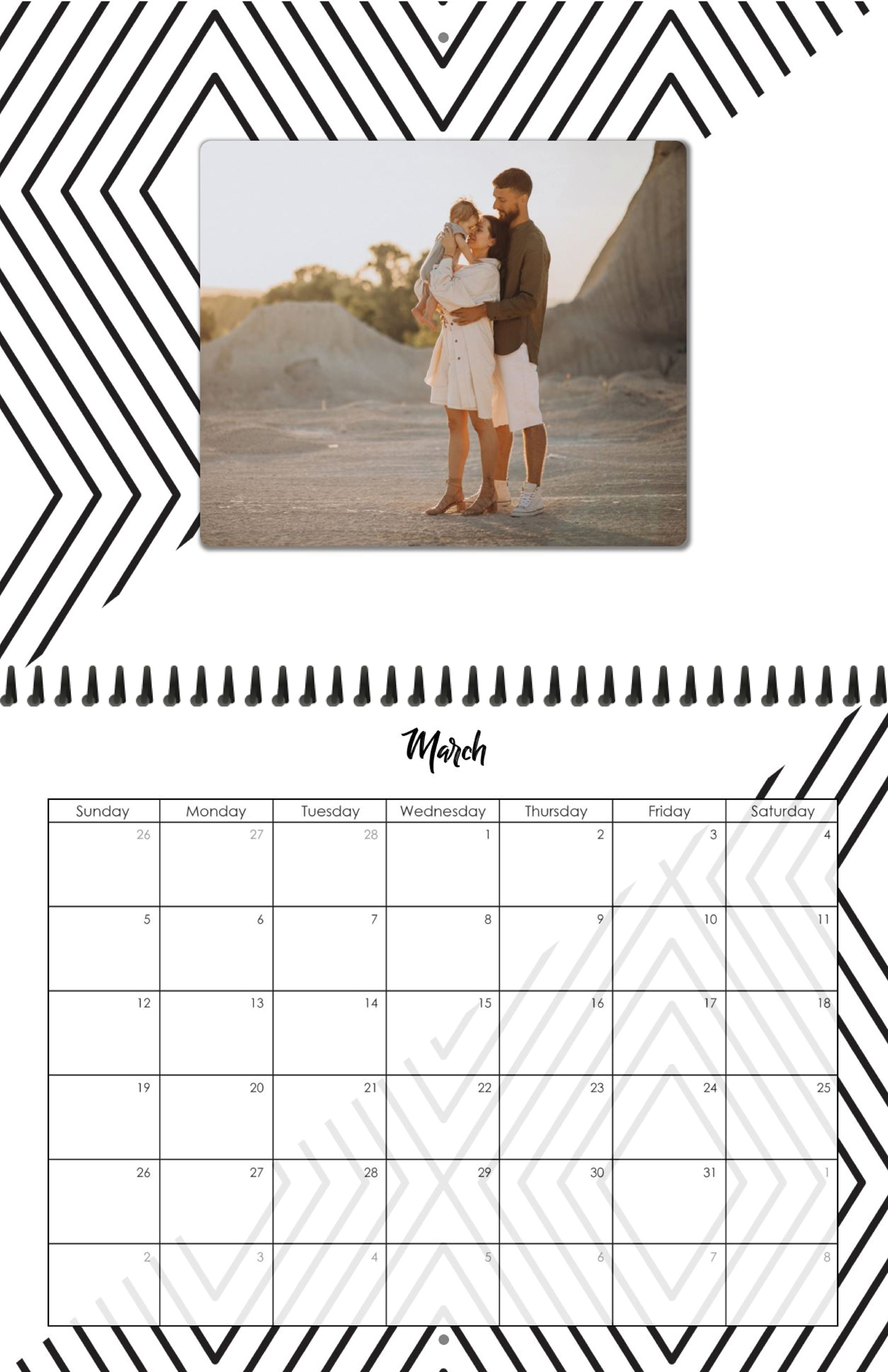 Wall Calendar Patterned Triangles 11x8.5 03