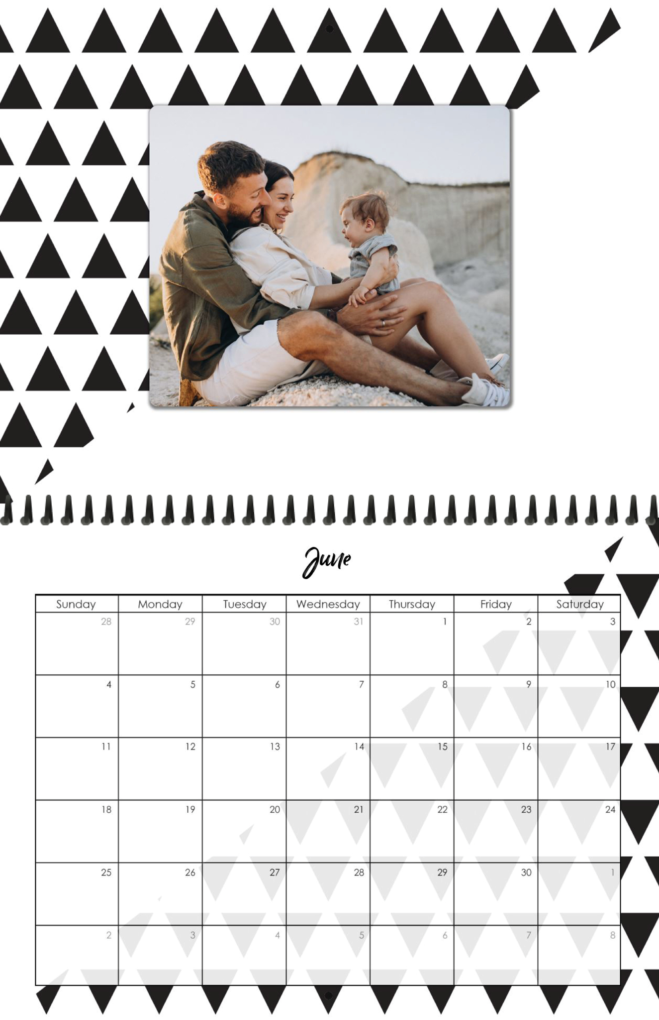 Wall Calendar Patterned Triangles 11x8.5 06