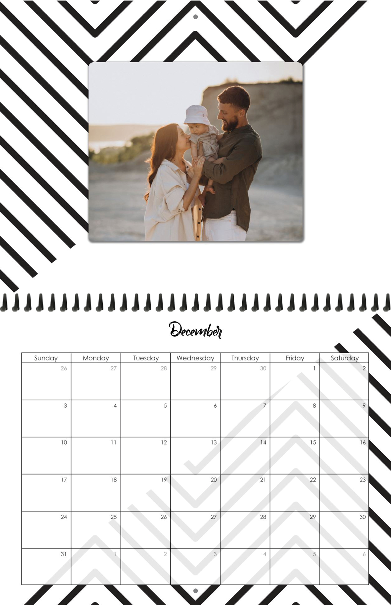 Wall Calendar Patterned Triangles 11x8.5 12