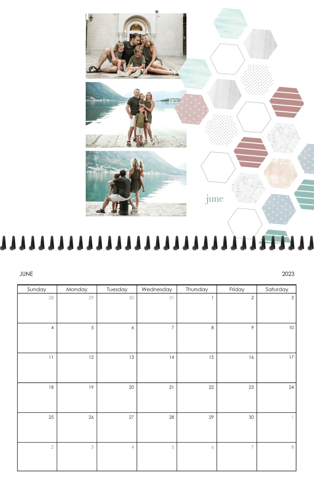 Wall Calendar Hexagon Patterns 11x8.5 06