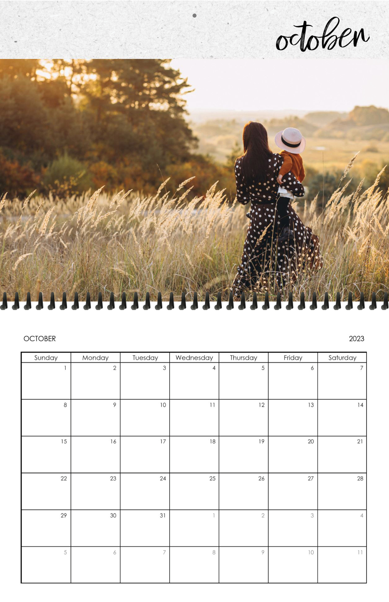 Wall Calendar Brushed Months 11x8.5 10