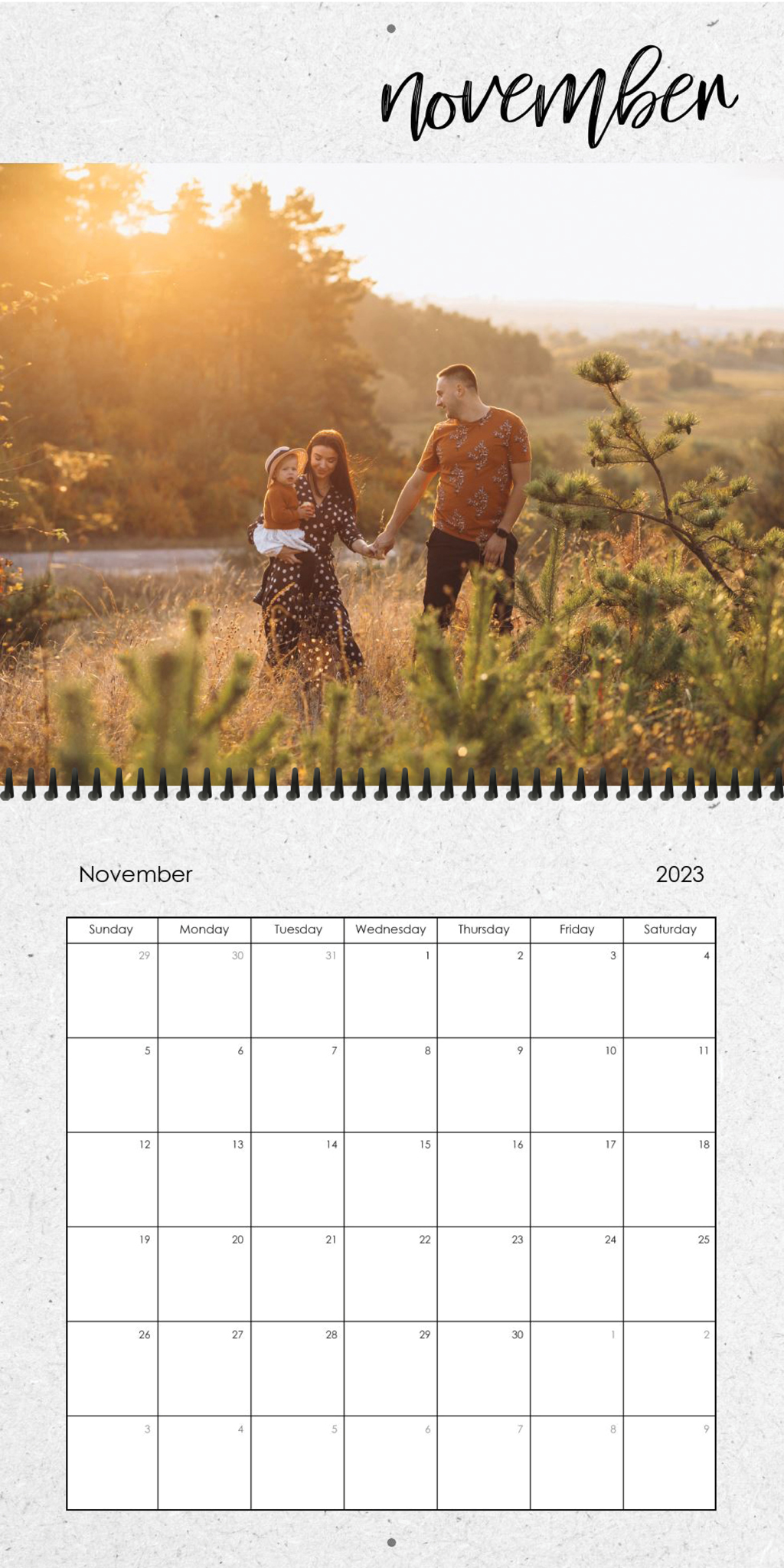 Wall Calendar Brushed Months 12x12 11