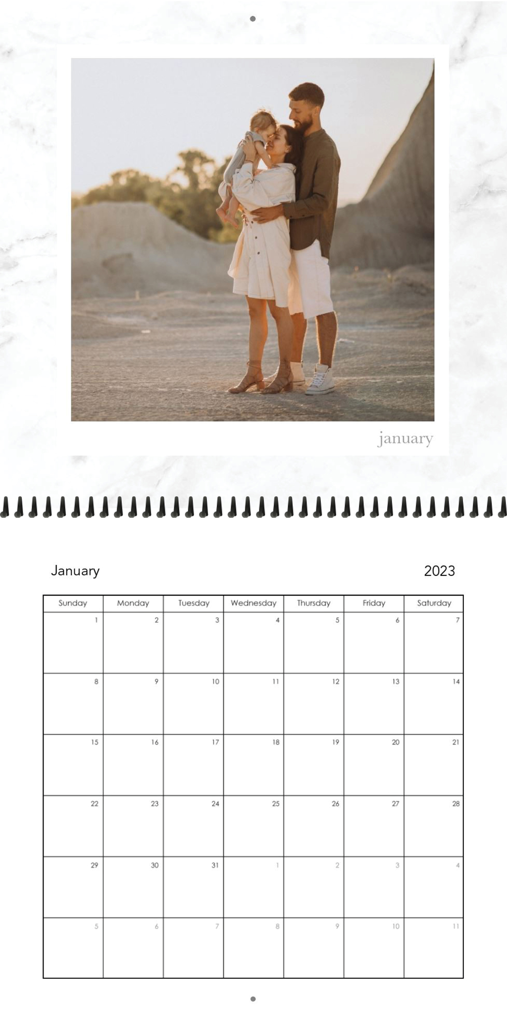 Wall Calendar Marble Frames 12x12 01