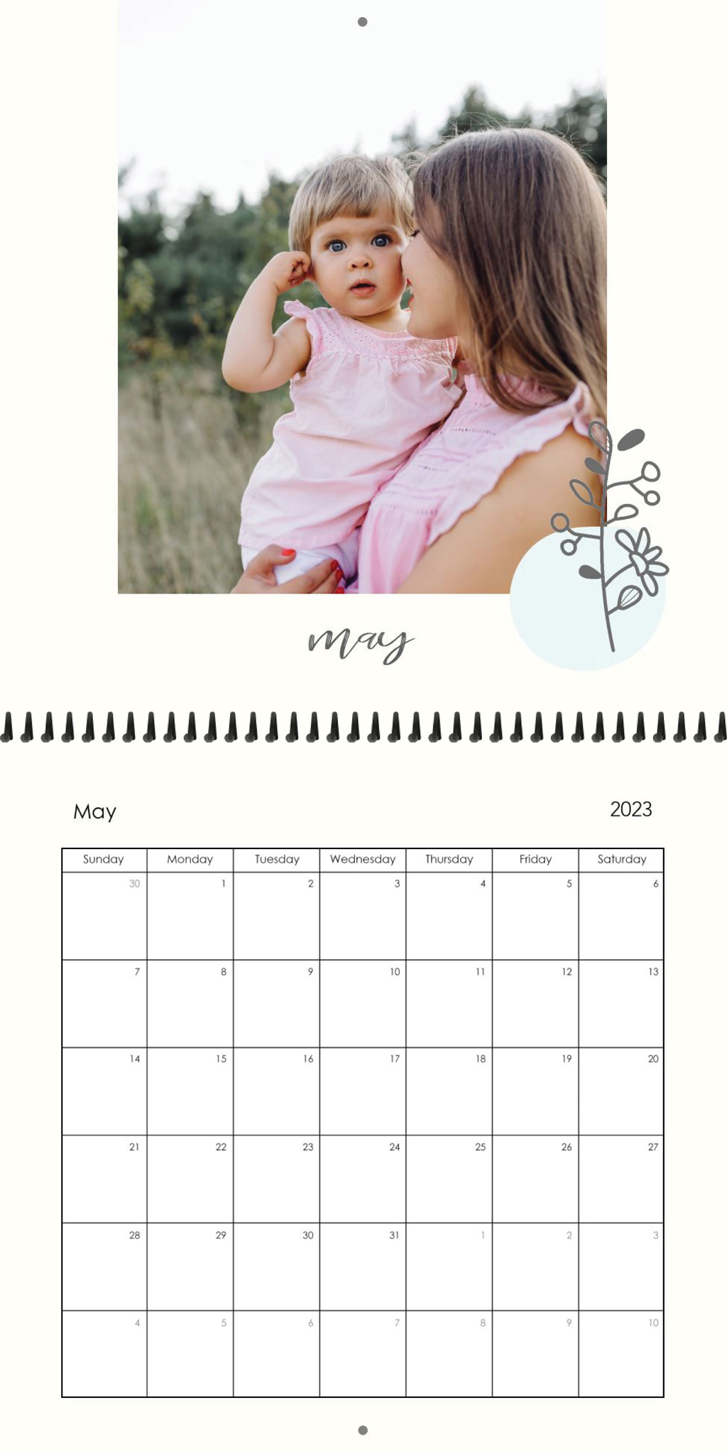 Wall Calendar Simple Flowers 12x12 05