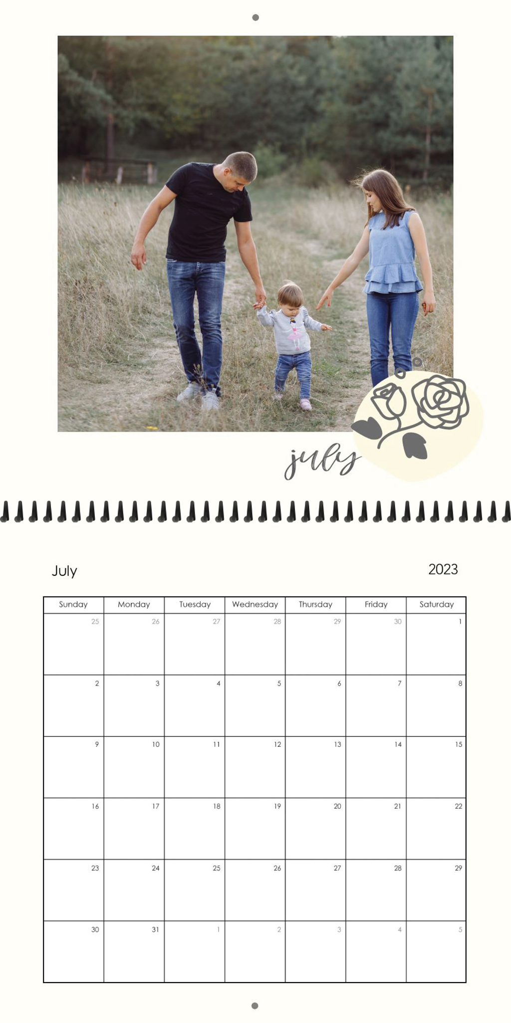Wall Calendar Simple Flowers 12x12 07