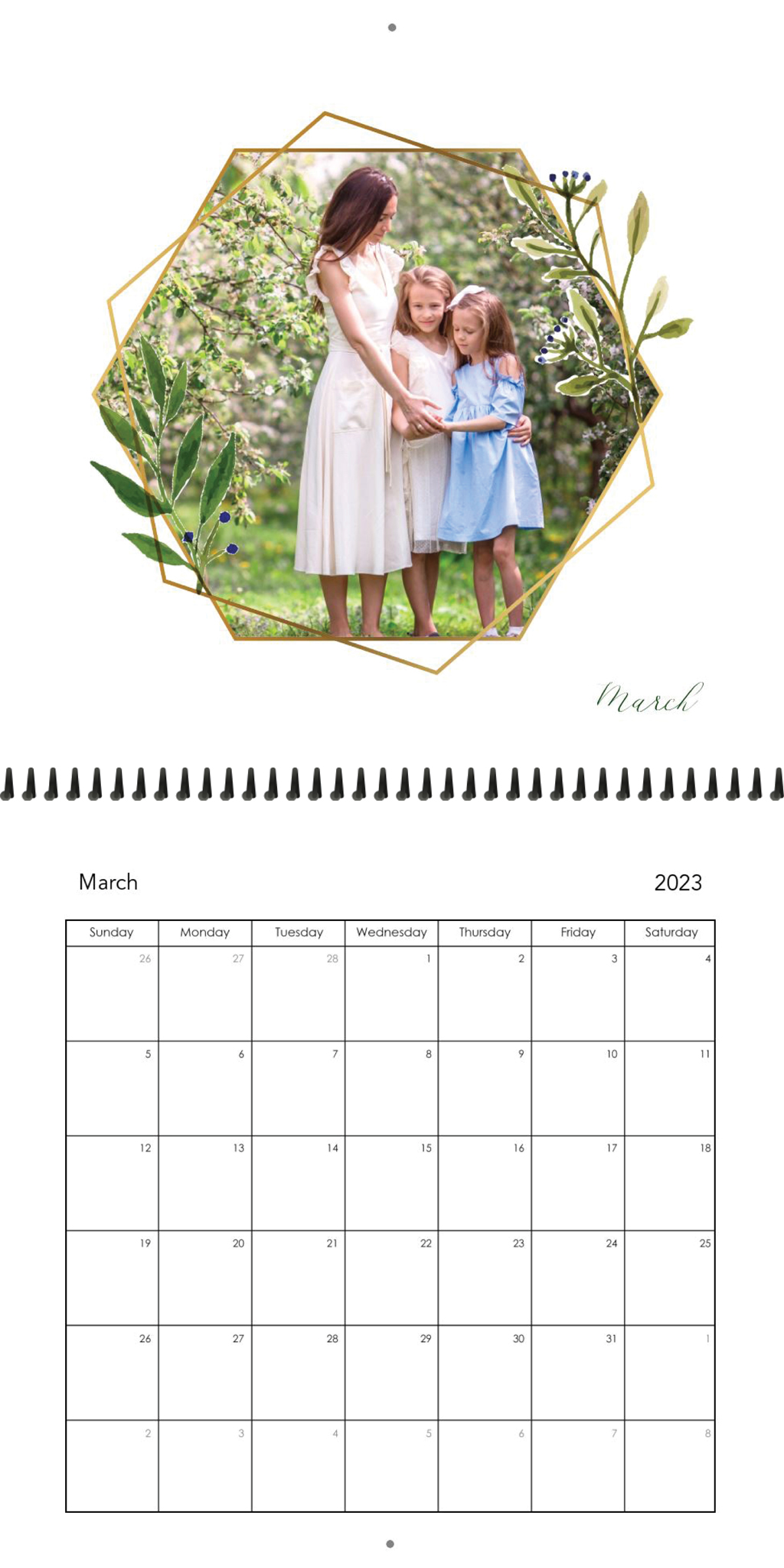 Wall Calendar Floral Frame 12x12 03