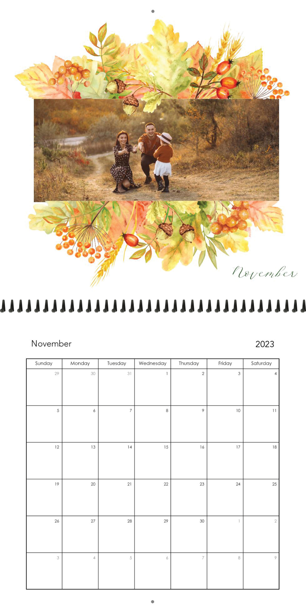 Wall Calendar Floral Frame 12x12 11