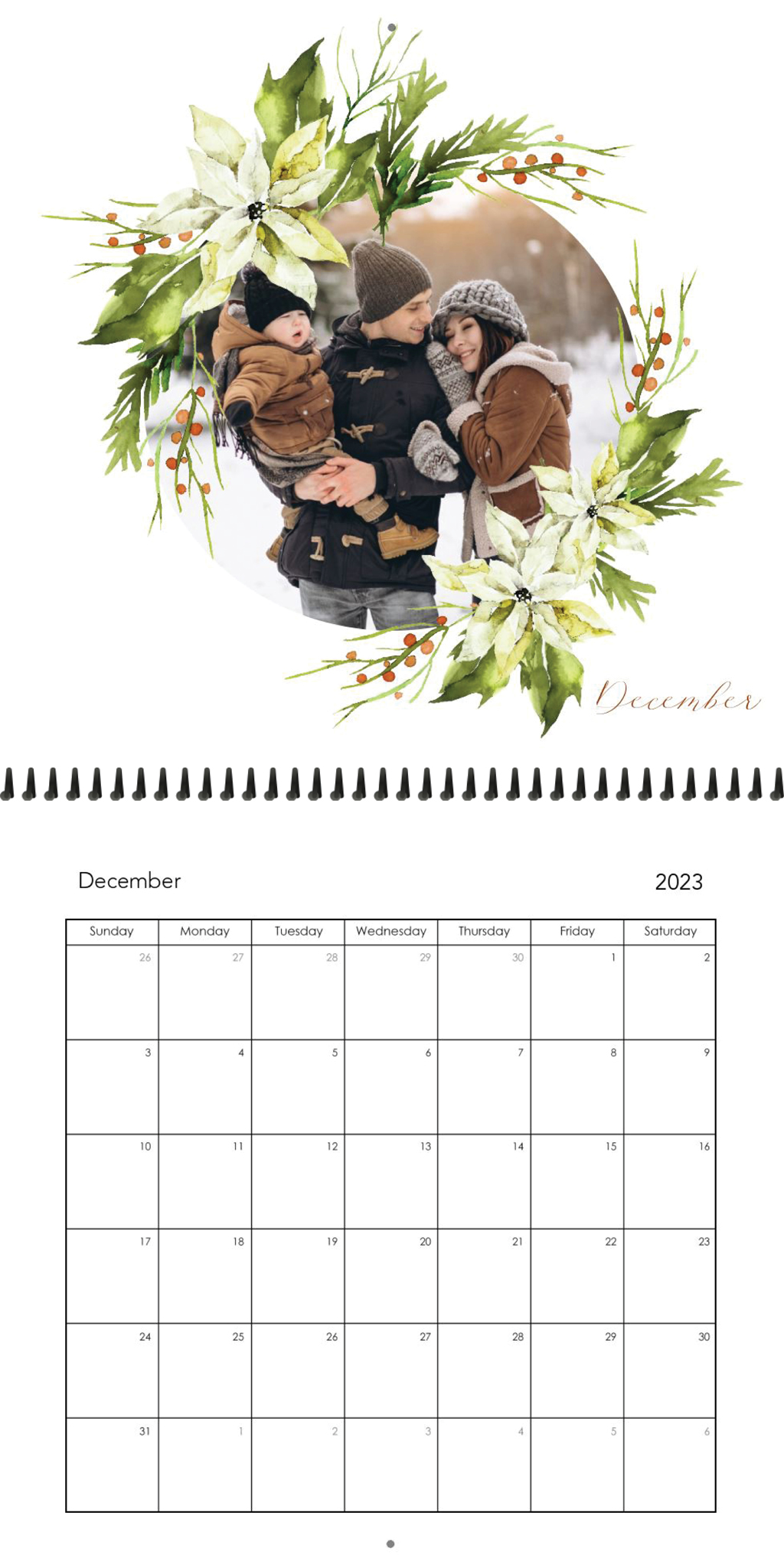 Wall Calendar Floral Frame 12x12 12