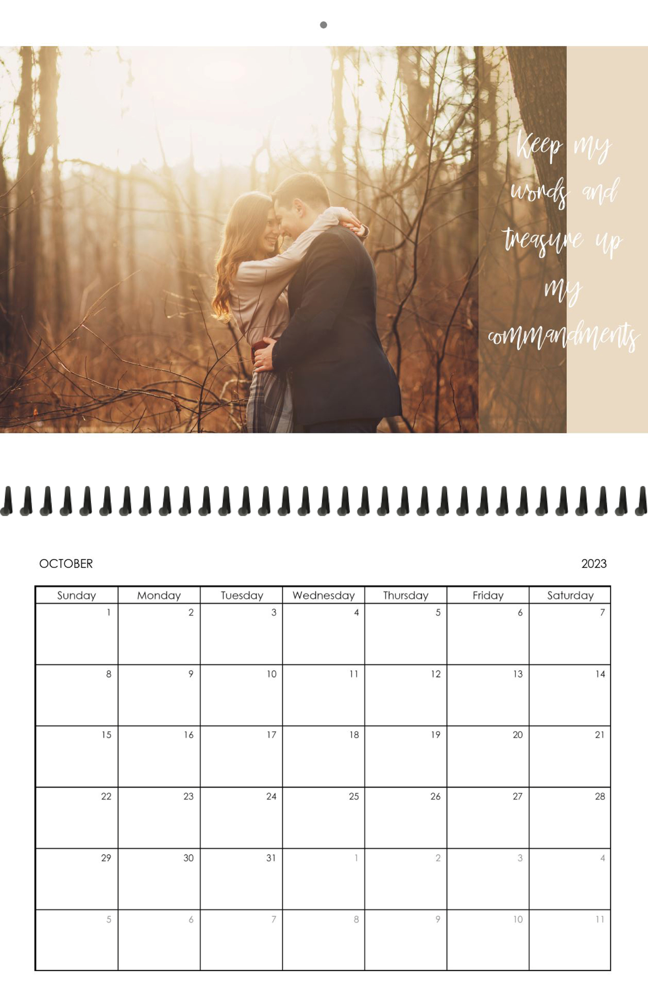 Wall Calendar Monthly Verses 11x8.5 10