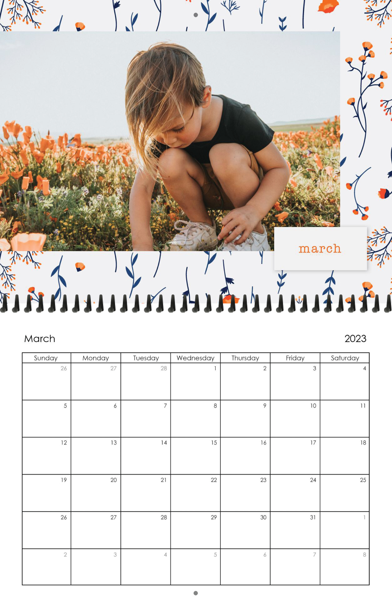 Wall Calendar Wildflowers 11x8.5 03