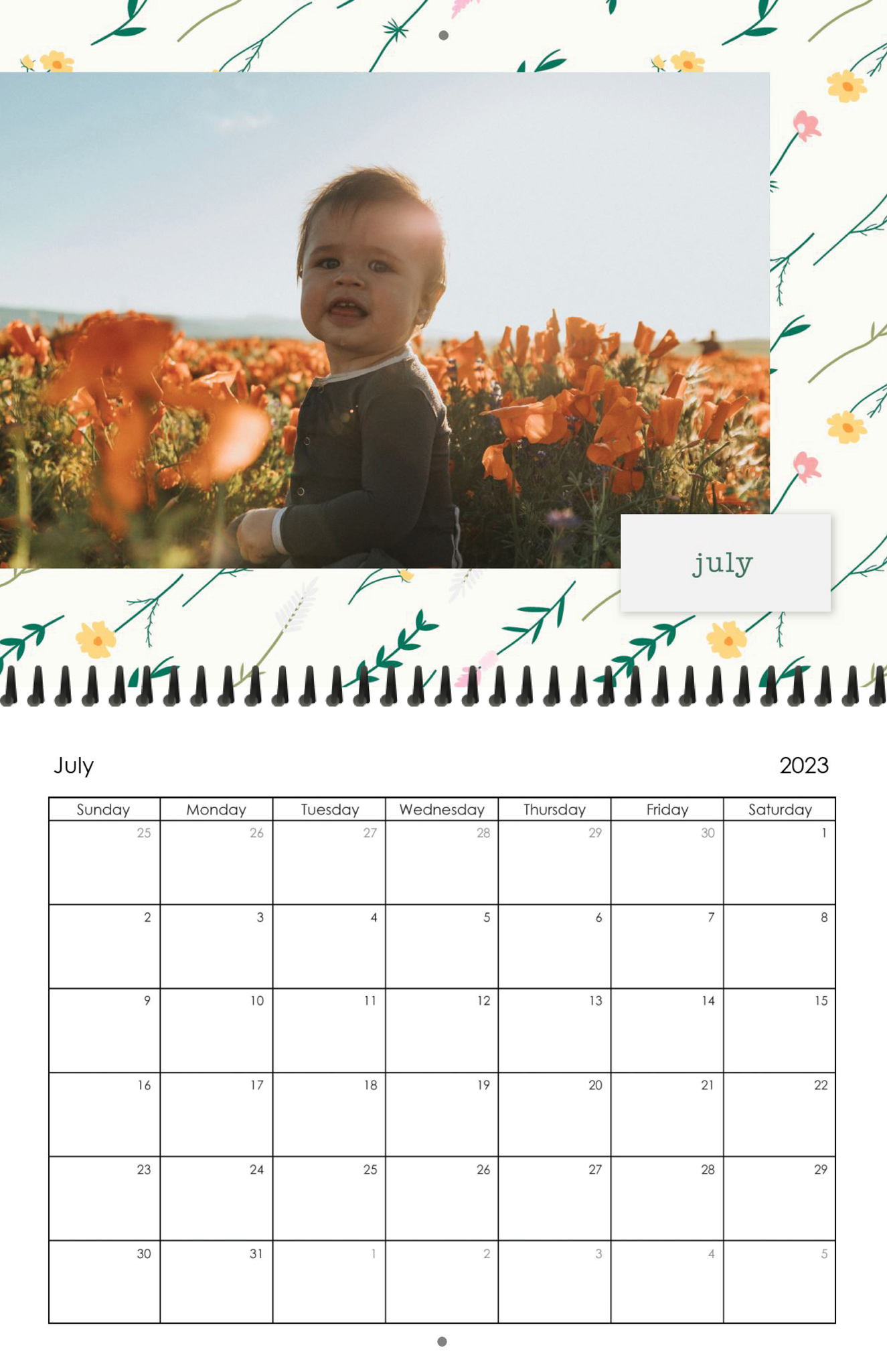 Wall Calendar Wildflowers 11x8.5 07