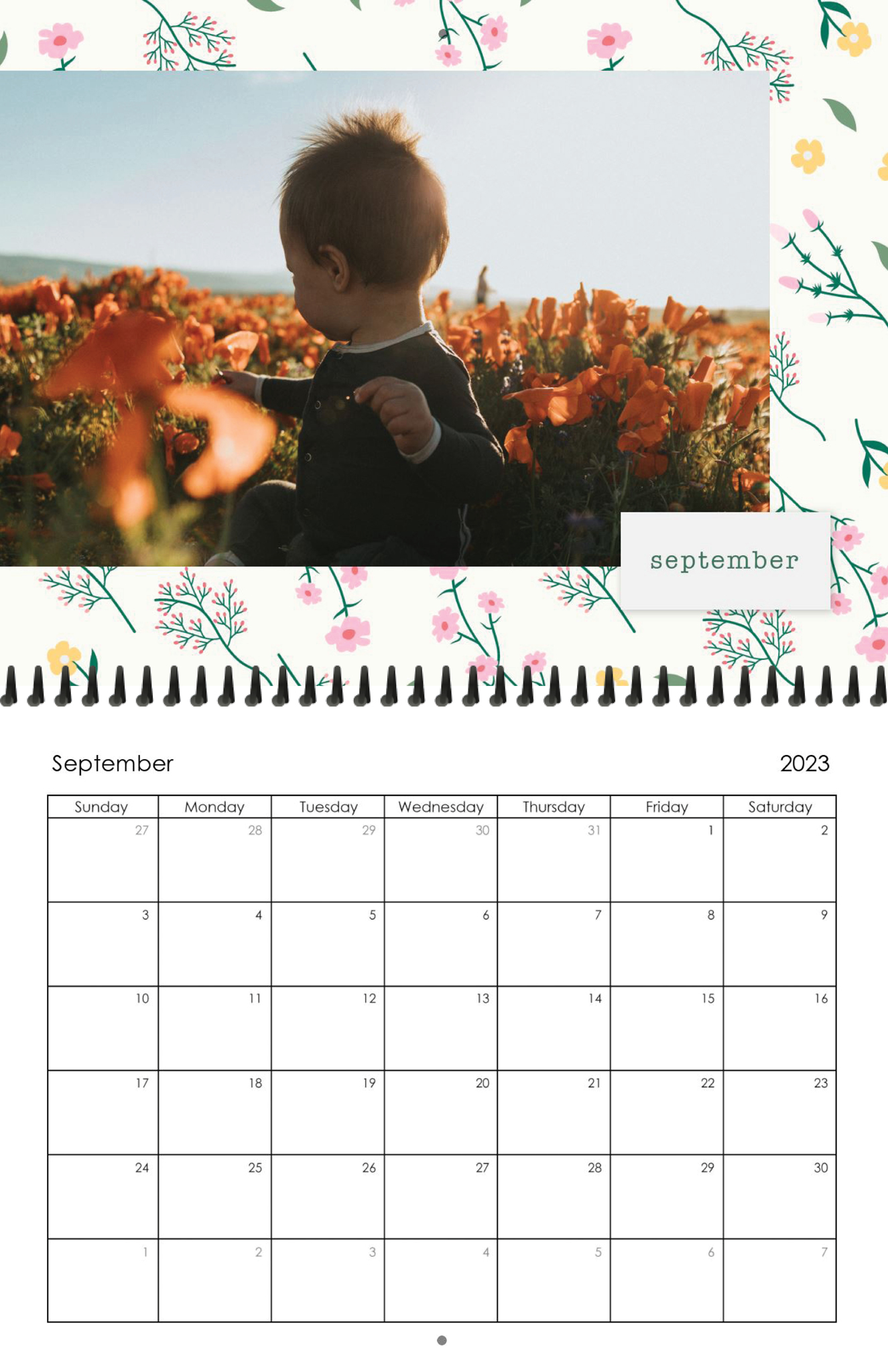 Wall Calendar Wildflowers 11x8.5 09