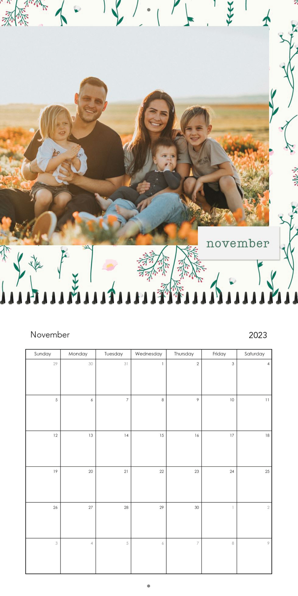 Wall Calendar Wildflowers 12x12 11