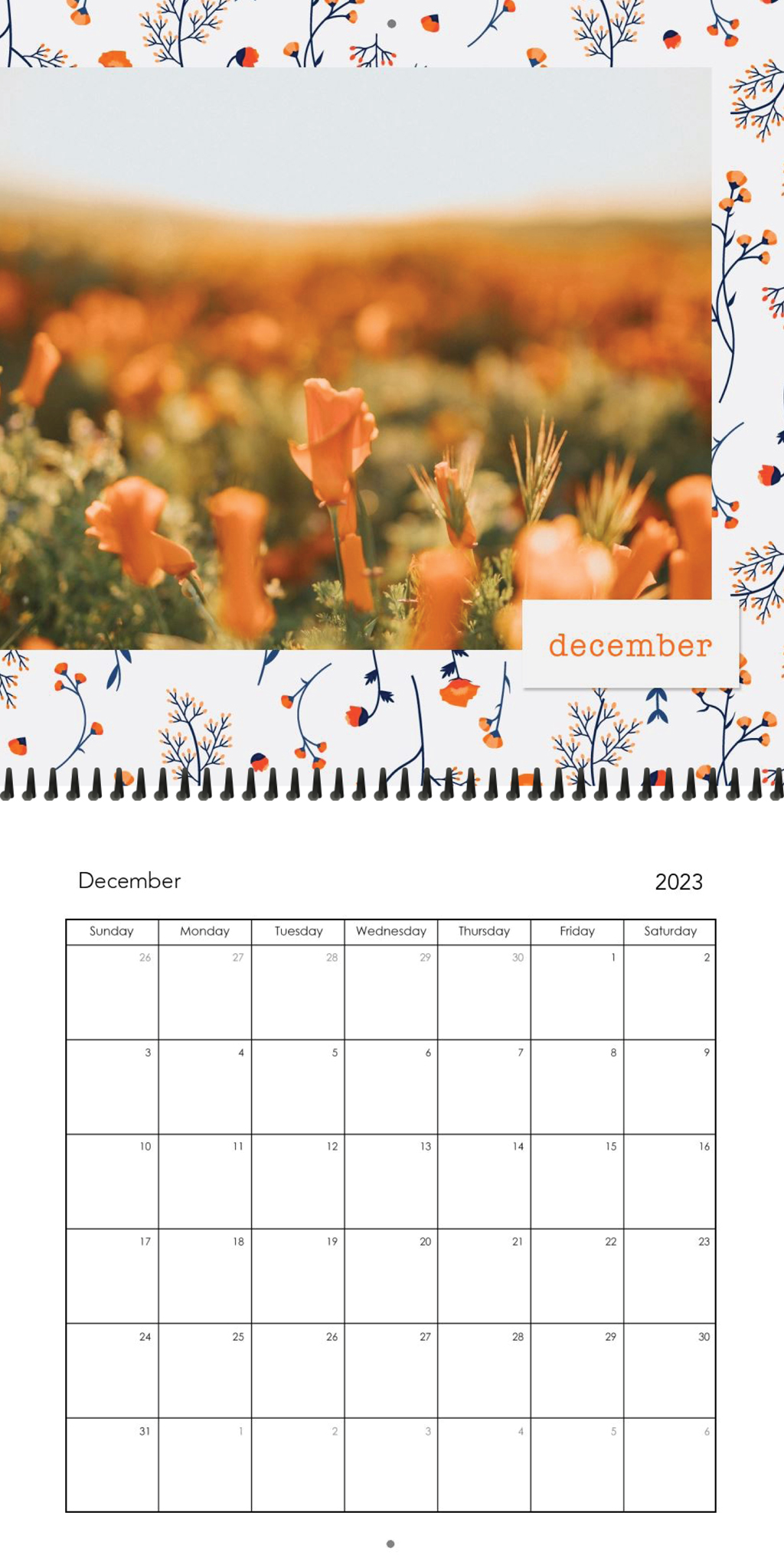Wall Calendar Wildflowers 12x12 12