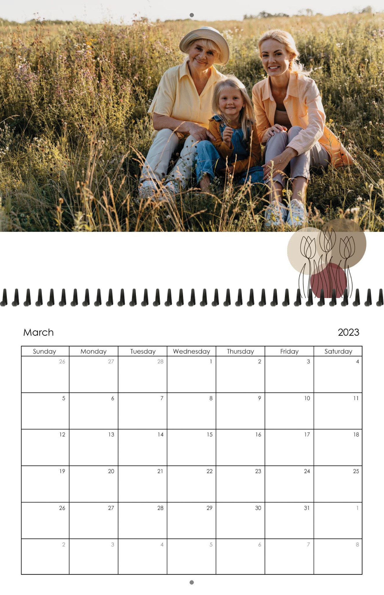 Wall Calendar Retro Calendar 11x8.5 03
