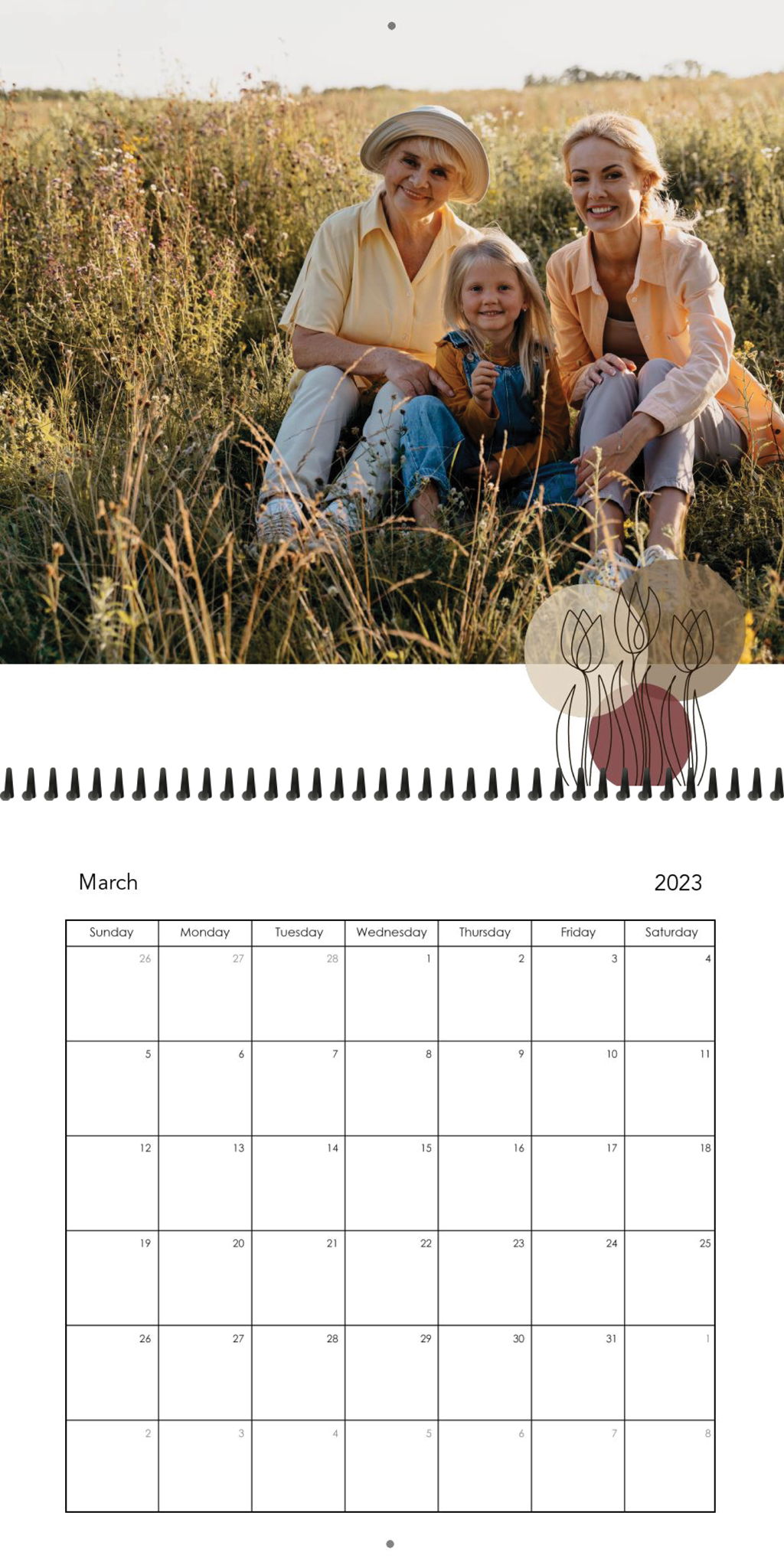 Wall Calendar Retro Vibes 12x12 03