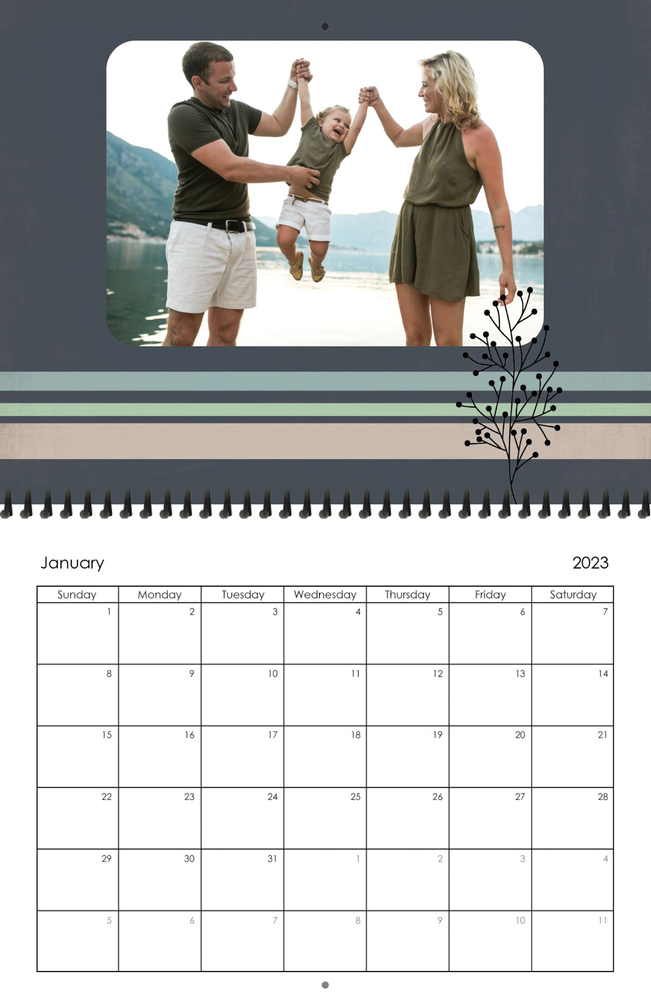 Wall Calendar Simple Year 11x8.5 01