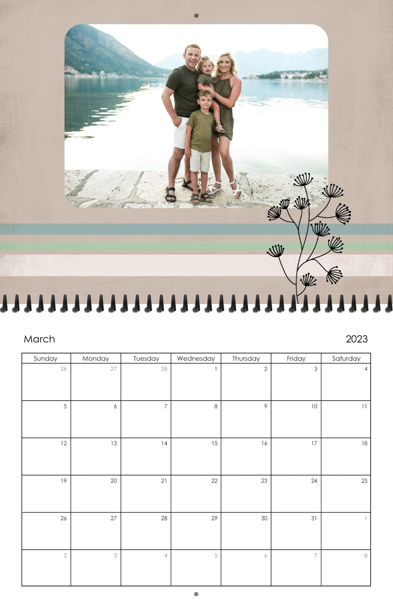 Wall Calendar Simple Year 11x8.5 03