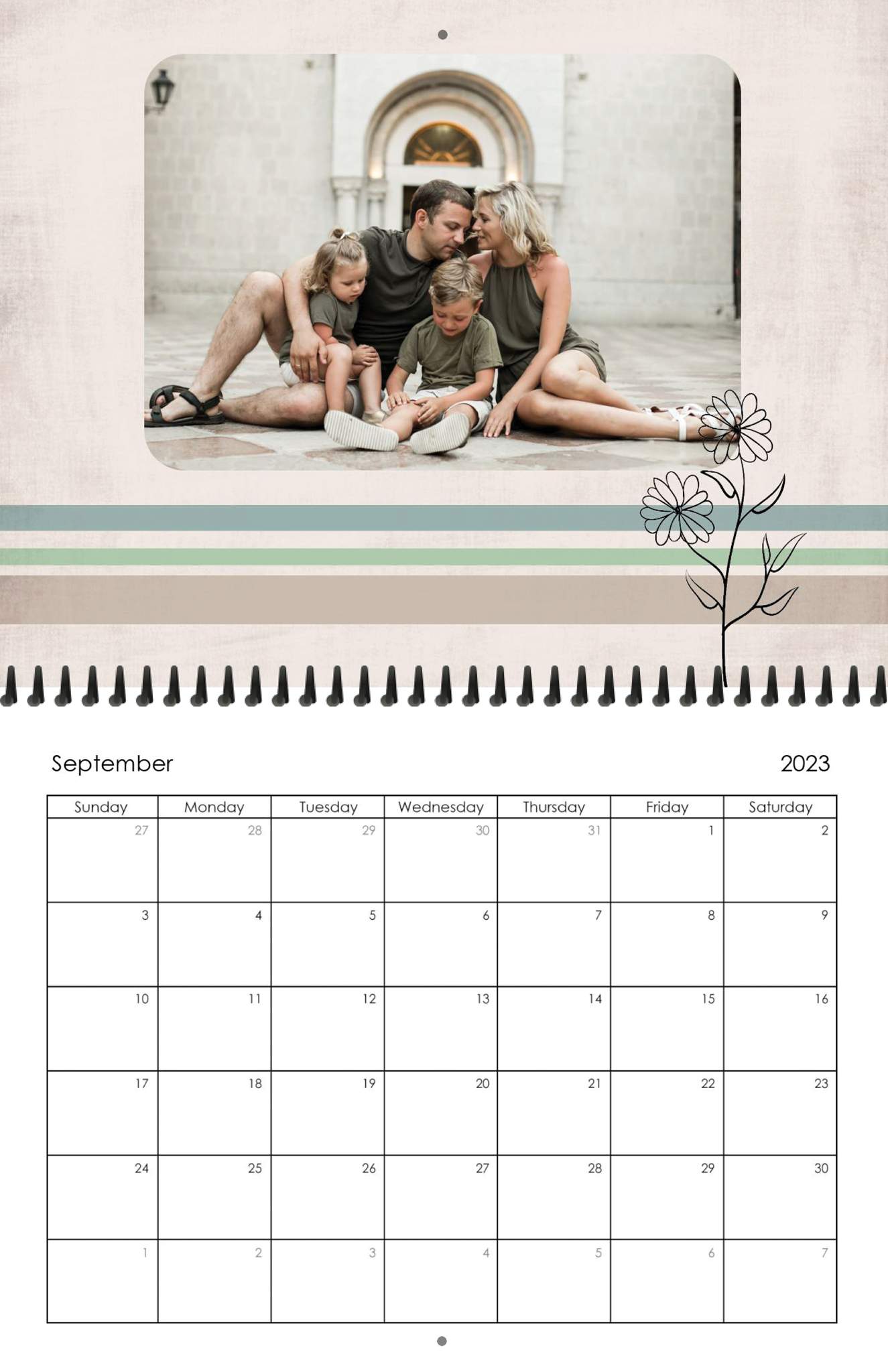 Wall Calendar Simple Year 11x8.5 09