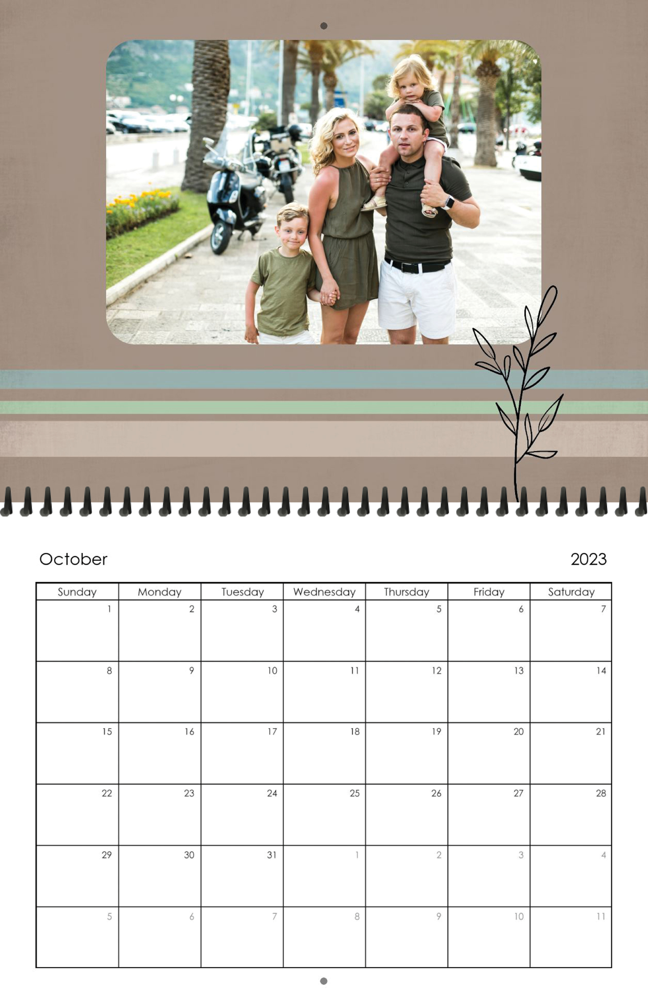 Wall Calendar Simple Year 11x8.5 10