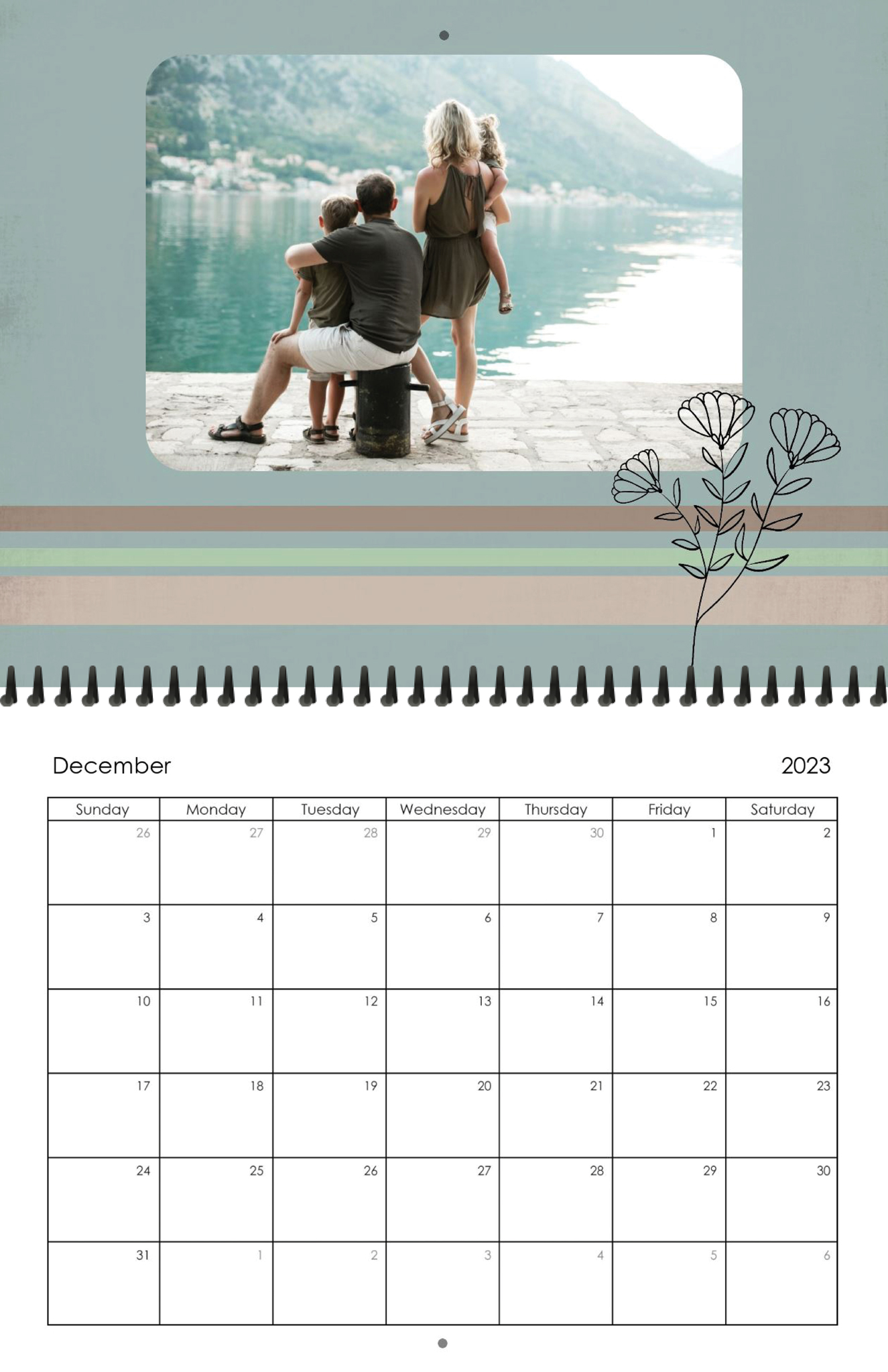 Wall Calendar Simple Year 11x8.5 12