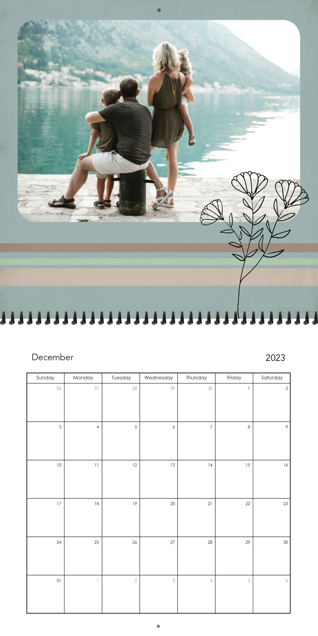 Wall Calendar Simple Year 12x12 12