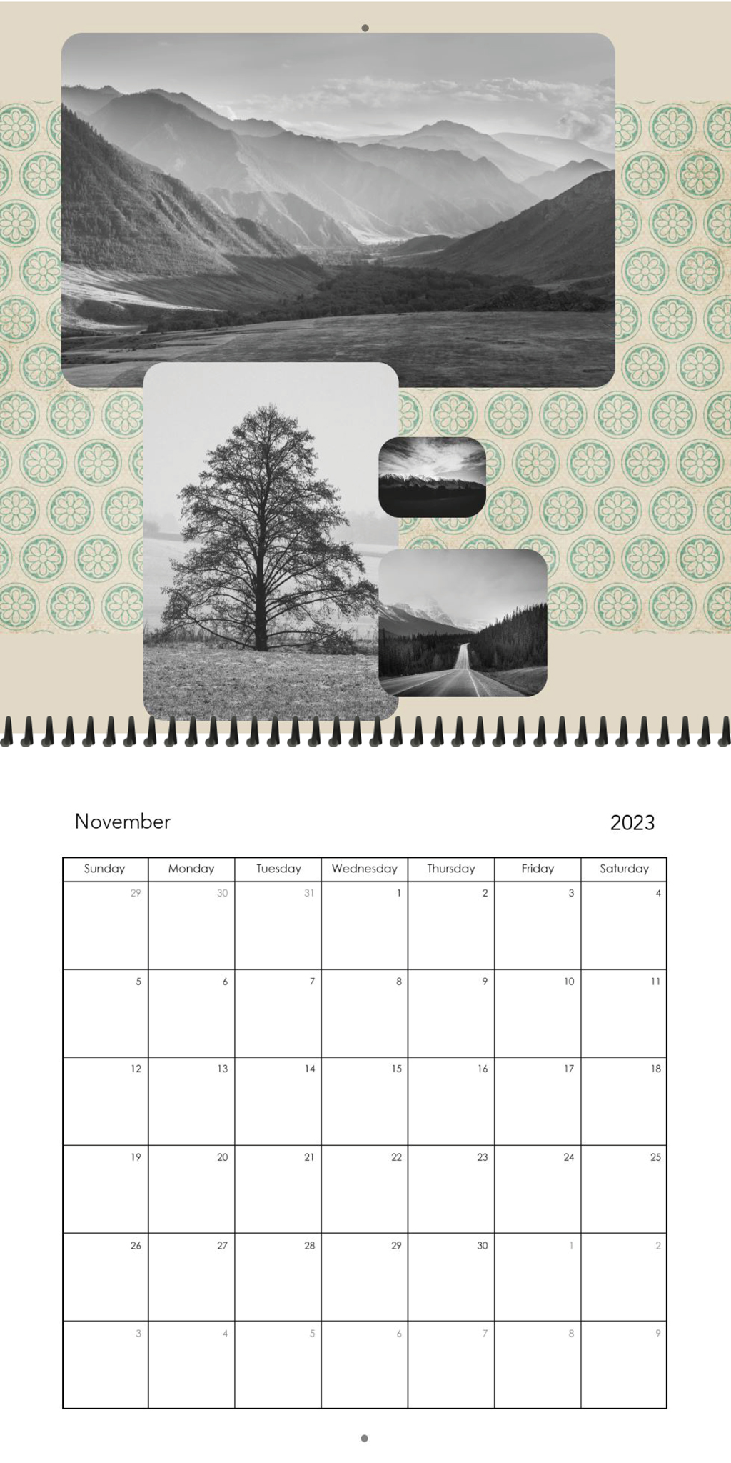 Wall Calendar Muted Year 12x12 11